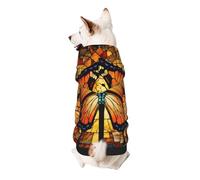 Dog Hoodie Dog Sweater Stylish Dog Clothes Print Pet Clothing Streetwear Sweatshirt Tracksuits Outfit for Dog Puppy-X-Small, Orange Butterfly