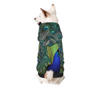 Dog Hoodie Dog Sweater Stylish Dog Clothes Print Pet Clothing Streetwear Sweatshirt Tracksuits Outfit for Dog Puppy-XX-Large, Green Peacock Feather