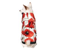 Dog Hoodie Dog Sweater Stylish Dog Clothes Print Pet Clothing Streetwear Sweatshirt Tracksuits Outfit for Dog Puppy-X-Small, Red Poppy Flower