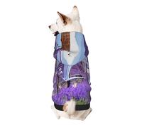 Dog Hoodie Dog Sweater Stylish Dog Clothes Print Pet Clothing Streetwear Sweatshirt Tracksuits Outfit for Dog Puppy-Small, Lavender Field Retro Bike Agriculture