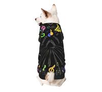 Dog Hoodie Dog Sweater Stylish Dog Clothes Print Pet Clothing Streetwear Sweatshirt Tracksuits Outfit for Dog Puppy-X-Large, Music Notes