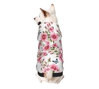 Dog Hoodie Dog Sweater Stylish Dog Clothes Print Pet Clothing Streetwear Sweatshirt Tracksuits Outfit for Dog Puppy-Small, Garden with Birds and Flowers