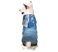 Dog Hoodie Fall Winter Cozy Pet Clothes for Outdoor Activities Blue Sky White Clouds Tie Dye Print Pet Clothes