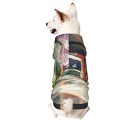 Dog Hoodie Fall Winter Cozy Pet Clothes for Outdoor Activities Dynamic Lighting During Cherry Blossom Season Dyeing Print