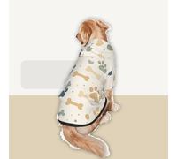 Dog Hoodie for Medium and Large Dogs, Cute Paw Print & Bone Pattern Dog Jumper with Pocket and Lead Opening, Soft Hooded Lightweight Dog Sweatshirt, Easy to Wear for All Seasons (White, M)