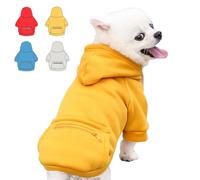 Dog Hoodie for Small Medium Large Dogs,Fleece Hoodie for Dogs with Zipper Pocket,Fall Winter Warm Cat Puppy Sweatshirts(Yellow,XL)