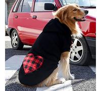Dog Hoodie for Small Medium Large Dogs,Soft and Warm Pet Sweatshirt for Cold Weather & Autumn Fleece Sweater Cotton Black Hoodie Cute Plaid Design for Puppy Dogs Daily Walks (Heart, M)