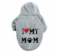 Dog Hoodie Jumper with I Love My Mum/Mom Print Soft Warm Fleece Hooded Sweatshirt Pullover, Pet Sweater Outfit for Small Medium Large Dogs & Puppies, Cosy Winter Outdoor Dog Clothes, Machine Washable