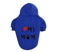 Dog Hoodie Jumper with I Love My Mum/Mom Print Soft Warm Fleece Hooded Sweatshirt Pullover, Pet Sweater Outfit for Small Medium Large Dogs & Puppies, Cosy Winter Outdoor Dog Clothes, Machine Washable