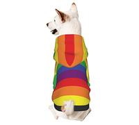 Dog Hoodie Lgbt Rainbow Pride Stripes Dog Hoody Outdoor Dog Clothes Soft Coat Hooded Pullover, For Small Dogs, Cat, M