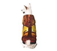Dog Hoodie Pet Clothes African Animal Sunset Printed Pet Sweaters with Hat, Soft Polyester Coat Pajamas Warm Cute Pet Winter Clothes Shirt, for Small Medium Large Dogs Cats.