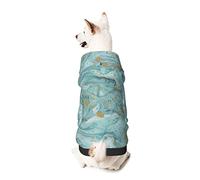 Dog Hoodie Pet Clothes Azurite Teal and Foil Gold Oil Marble Pattern Printed Pet Sweaters with Hat, Soft Polyester Coat Pajamas Warm Cute Pet Winter Clothes Shirt, for Small Medium Large Dogs Cats.