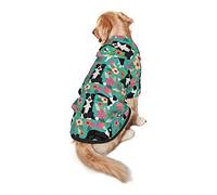 Dog Hoodie Pet Clothes Border Collie Florals Printed Pet Sweaters with Hat, Soft Polyester Coat Pajamas Warm Cute Pet Winter Clothes Shirt, for Small Medium Large Dogs Cats.