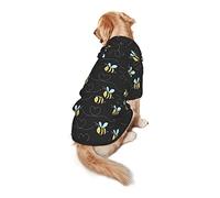 Dog Hoodie Pet Clothes Bumble Bees Printed Pet Sweaters with Hat, Soft Polyester Coat Pajamas Warm Cute Pet Winter Clothes Shirt, for Small Medium Large Dogs Cats.