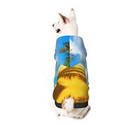 Dog Hoodie Pet Clothes Clouds and Palm Trees Beaches Printed Pet Sweaters with Hat, Soft Polyester Coat Pajamas Warm Cute Pet Winter Clothes Shirt, for Small Medium Large Dogs Cats.