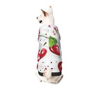 Dog Hoodie Pet Clothes Cute Cherry Printed Pet Sweaters with Hat, Soft Polyester Coat Pajamas Warm Cute Pet Winter Clothes Shirt, for Small Medium Large Dogs Cats.