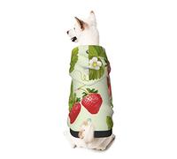 Dog Hoodie Pet Clothes Lovely Strawberry Printed Pet Sweaters with Hat, Soft Polyester Coat Pajamas Warm Cute Pet Winter Clothes Shirt, for Small Medium Large Dogs Cats.