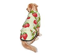 Dog Hoodie Pet Clothes Lovely Strawberry Printed Pet Sweaters with Hat, Soft Polyester Coat Pajamas Warm Cute Pet Winter Clothes Shirt, for Small Medium Large Dogs Cats.