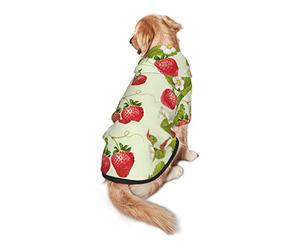 Dog Hoodie Pet Clothes Lovely Strawberry Printed Pet Sweaters with Hat, Soft Polyester Coat Pajamas Warm Cute Pet Winter Clothes Shirt, for Small Medium Large Dogs Cats.