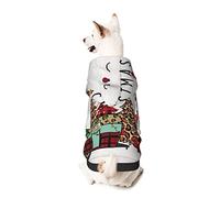 Dog Hoodie Pet Clothes Merry Christmas Printed Pet Sweaters with Hat, Soft Polyester Coat Pajamas Warm Cute Pet Winter Clothes Shirt, for Small Medium Large Dogs Cats.