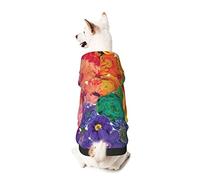 Dog Hoodie Pet Clothes Rainbow Flowers Printed Pet Sweaters with Hat, Soft Polyester Coat Pajamas Warm Cute Pet Winter Clothes Shirt, for Small Medium Large Dogs Cats.