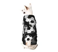 Dog Hoodie Pet Clothes Soccer Black Printed Pet Sweaters with Hat, Soft Polyester Coat Pajamas Warm Cute Pet Winter Clothes Shirt, for Small Medium Large Dogs Cats.