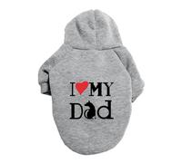 Dog Hoodie Pet Clothes Sweaters with Hat, I Love My Mom Dad Autumn Winter Sweat Shirt, Warm Cotton Outfits Pet Pullover Sweatshirt Puppy Sweater Jumper Dog Short Sleeve Jacket Coats (Grey, 8XL)