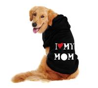 Dog Hoodie Pet Clothes Sweaters with Hat, I Love My Mom Dad Autumn Winter Sweat Shirt, Warm Cotton Outfits Pet Pullover Sweatshirt Puppy Sweater Jumper Dog Short Sleeve Jacket Coats (Mom, XXL)