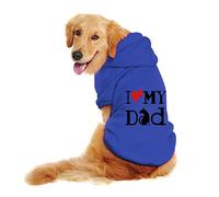 Dog Hoodie Pet Clothes Sweaters with Hat, I Love My Mom Dad Autumn Winter Sweat Shirt, Warm Cotton Outfits Pet Pullover Sweatshirt Puppy Sweater Jumper Dog Short Sleeve Jacket Coats (Blue, 8XL)