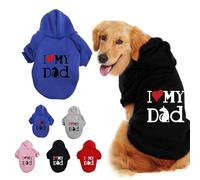 Dog Hoodie Pet Clothes Sweaters with Hat, I Love My Mom Dad Autumn Winter Sweat Shirt, Warm Cotton Outfits Pet Pullover Sweatshirt Puppy Sweater Jumper Dog Short Sleeve Jacket Coats (Black, 4XL)
