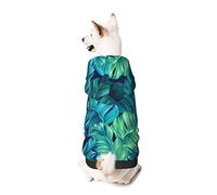 Dog Hoodie Pet Clothes Tropical Palm Leaves Printed Pet Sweaters with Hat, Soft Polyester Coat Pajamas Warm Cute Pet Winter Clothes Shirt, for Small Medium Large Dogs Cats.
