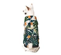 Dog Hoodie Pet Clothes Tropical Summer Hawaiian Flower Palm Leaves Printed Pet Sweaters with Hat, Soft Polyester Coat Pajamas Warm Cute Pet Winter Clothes Shirt, for Small Medium Large Dogs Cats.