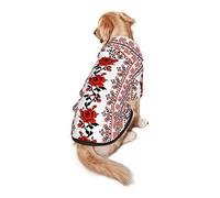 Dog Hoodie Pet Clothes Ukrainian Embroidery Style Rose Printed Pet Sweaters with Hat, Soft Polyester Coat Pajamas Warm Cute Pet Winter Clothes Shirt, for Small Medium Large Dogs Cats.