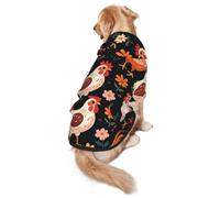 Dog Hoodie Soft Dog Clothes Cold Weather Sweaters for Medium Large Dogs | Cute Rooster Chickens Dog Hooded Sweatshirt With Leash Hole Lightweight Pullover Coat Fashion Pet Clothes