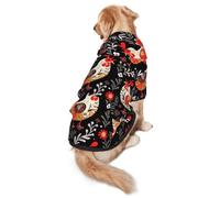 Dog Hoodie Soft Dog Clothes Cold Weather Sweaters for Medium Large Dogs | Cute Rooster Chickens Dog Hooded Sweatshirt With Leash Hole Lightweight Pullover Coat Fashion Pet Clothes