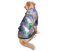 Dog Hoodie Soft Dog Clothes Cold Weather Sweaters for Medium Large Dogs | Disco Ball Pattern Dog Hooded Sweatshirt With Leash Hole Lightweight Pullover Coat Fashion Pet Clothes