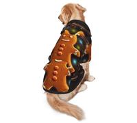 Dog Hoodie Soft Dog Clothes Cold Weather Sweaters for Medium Large Dogs | Gingerbread Man On Wooden Board Dog Hooded Sweatshirt With Leash Hole Lightweight Pullover Coat Fashion Pet Clothes