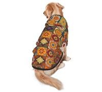 Dog Hoodie Soft Dog Clothes Cold Weather Sweaters for Medium Large Dogs | Group Of Moroccan Geometric Dog Hooded Sweatshirt With Leash Hole Lightweight Pullover Coat Fashion Pet Clothes