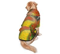 Dog Hoodie Soft Dog Clothes Cold Weather Sweaters for Medium Large Dogs | Poppies Field Yellow Brick Road Dog Hooded Sweatshirt With Leash Hole Lightweight Pullover Coat Fashion Pet Clothes