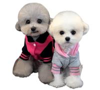 Dog Hoodie Sweater - Plush Fleece Pullover with Letters Print, Warm Winter Jacket for Small Medium Large Dogs & Cats, Soft Cold Protective Coat (Grey+Pink, Small)