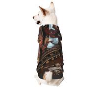 Dog Hoodie Sweatshirt for Fall and Winter, Cozy Pet Clothes for Outdoor Activities, a Pirate Boat Tie Dye Print Pets wear Hoodies