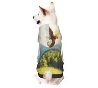 Dog Hoodie Sweatshirt for Fall and Winter, Cozy Pet Clothes for Outdoor Activities, an Eagle is Flying Tie Dye Print Pets wear Hoodies