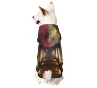 Dog Hoodie Sweatshirt for Fall and Winter, Cozy Pet Clothes for Outdoor Activities, Ancient Persian Cities Tie Dye Print Pets wear Hoodies