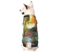 Dog Hoodie Sweatshirt for Fall and Winter, Cozy Pet Clothes for Outdoor Activities, Colorful Landscape Painting Tie Dye Print Pets wear Hoodies
