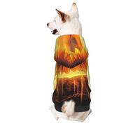 Dog Hoodie Sweatshirt for Fall and Winter, Cozy Pet Clothes for Outdoor Activities, Sky Giant Sunflower Tie Dye Print Pets wear Hoodies