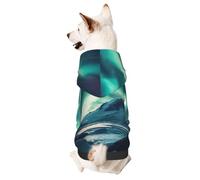 Dog Hoodie Sweatshirt for Fall and Winter, Cozy Pet Clothes for Outdoor Activities, Snow Mountain Northern Lights Tie Dye Print Pets wear Hoodies