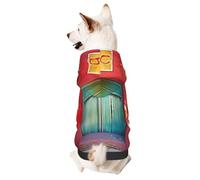 Dog Hoodie Sweatshirt for Fall and Winter, Cozy Pet Clothes for Outdoor Activities, The Small red Village House Tie Dye Print Pets wear Hoodies