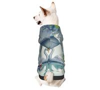 Dog Hoodie Sweatshirt for Fall and Winter, Cozy Pet Clothes for Outdoor Activities, Two Swans Swimming on The Lake Tie Dye Print Pets wear Hoodies
