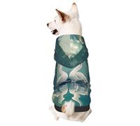 Dog Hoodie Sweatshirt for Fall and Winter, Cozy Pet Clothes for Outdoor Activities, Two Swans Swimming on The lake1 Tie Dye Print Pets wear Hoodies
