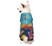 Dog Hoodie Warm Dog Sweater Shirt Dogs Clothes for Small Pet Winter Coat Coral Reef with Colorful Fish Pet Sweatshirt with Hat Puppy Pullover Jacket XX-Large